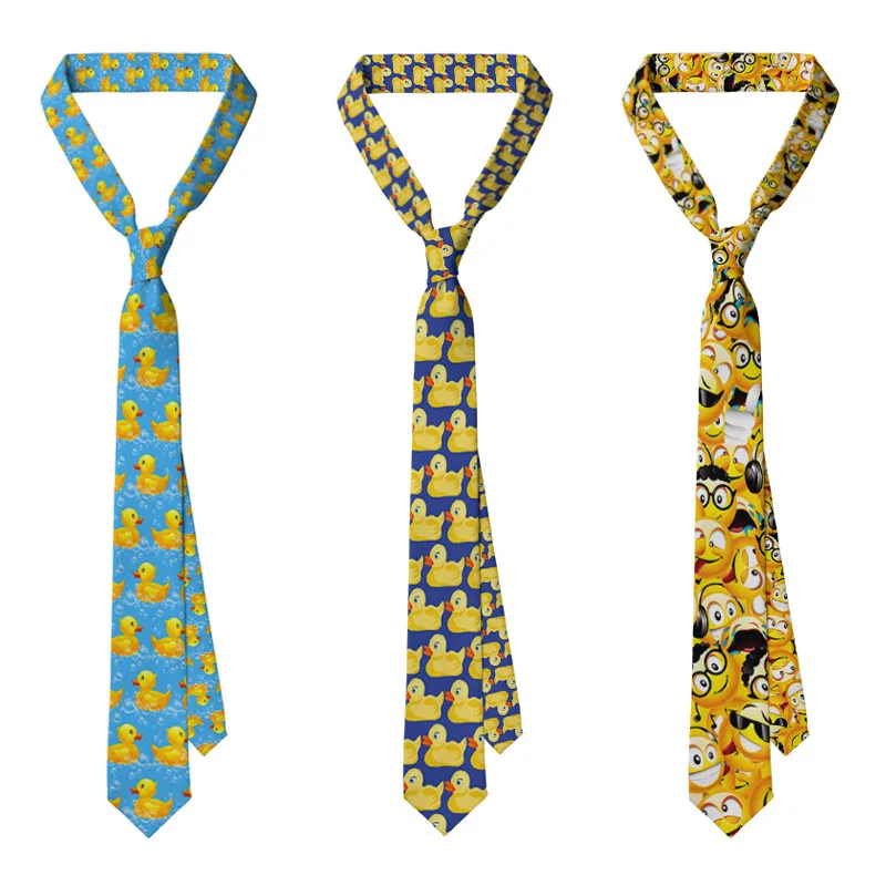 Funny yellow funny duck tie unisex fancy little yellow duck tie casual business party personality tie fashion gift