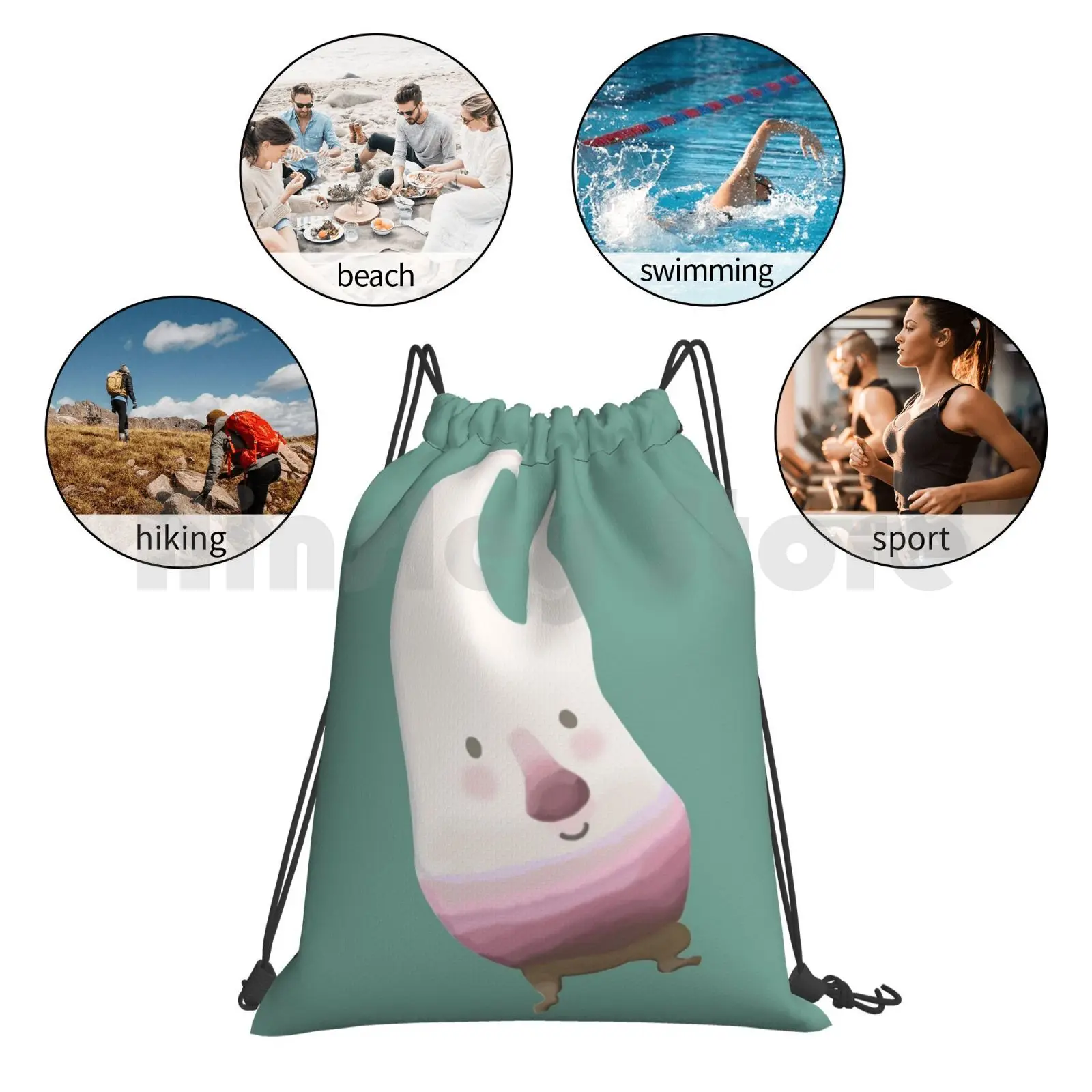 Basta Neep! Zaino borsa con coulisse equitazione arrampicata borsa da palestra Adventures Abney Teal Neep Poc Bop Rag Doll Dog Island rapa