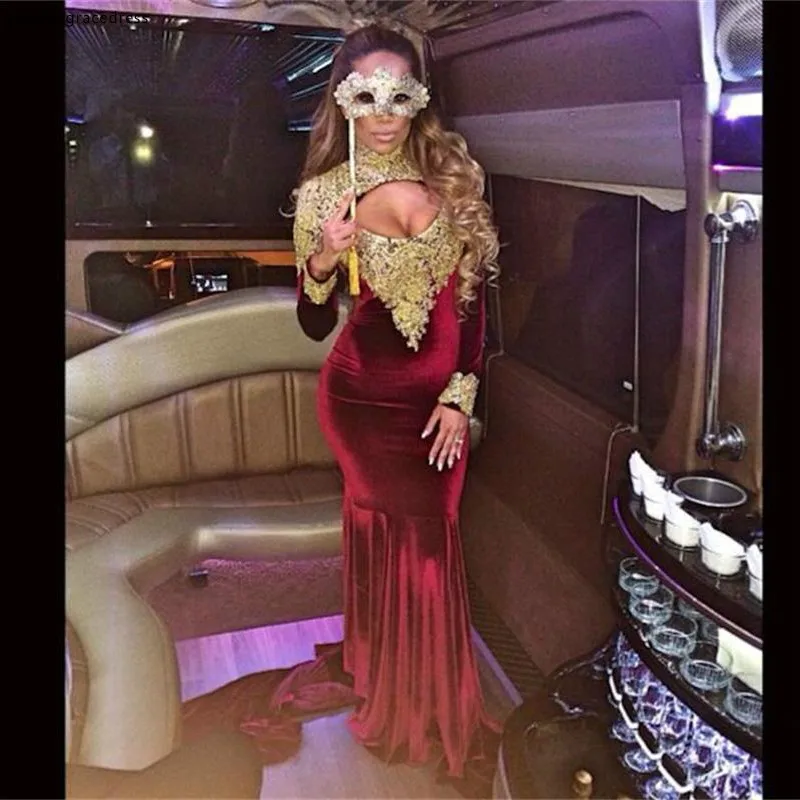 Vestido de fiesta rojo burdeos de manga larga, caftán Sexy Dubai, sin espalda, para ocasiones especiales