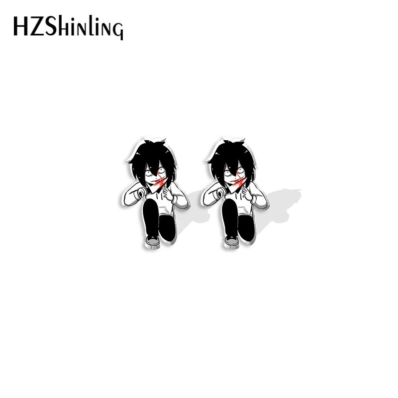 2021 New Jane and Jeff the Killer Stud Earring Horror Movie Acrylic Resin Earrings Epoxy Handmade Jewelry Gifts Girl