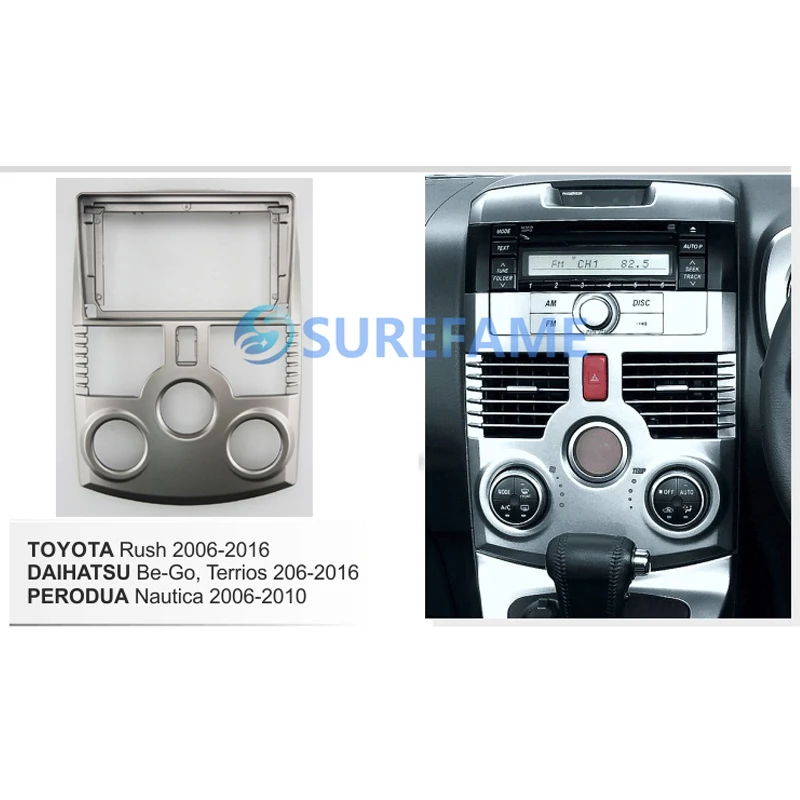 9 inch Car Fascia Radio Panel for TOYOTA Rush / DAIHATSU Be-Go, Terios 2006-2016 Dash Kit Install Facia Console Bezel Plate Trim