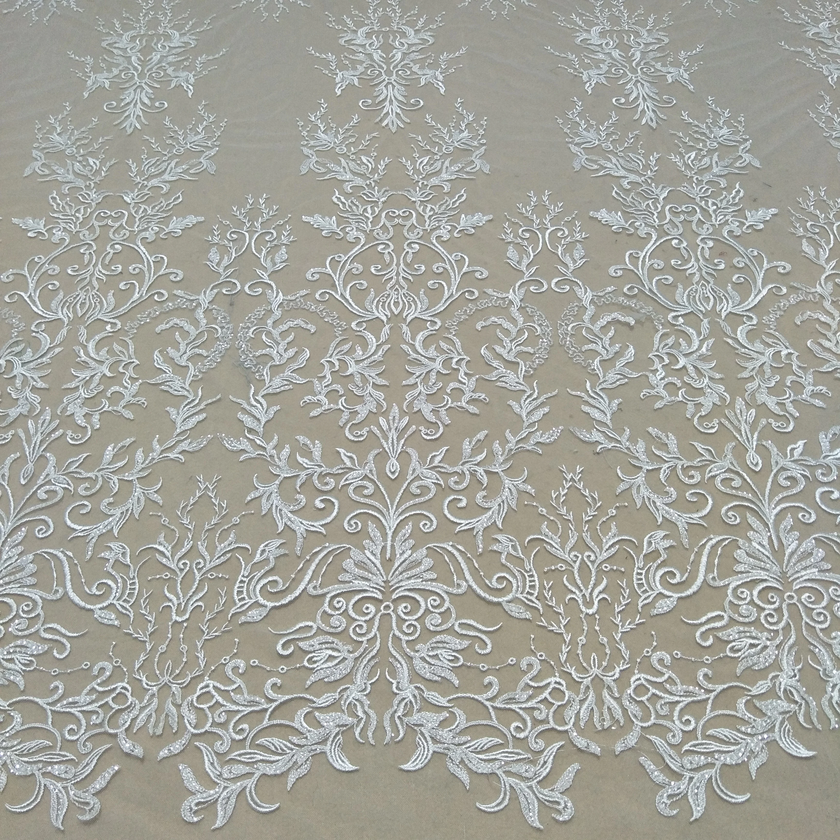 fashion bridal lace fabric 130cm width wedding dress lace fabric sequins lace fabric sell by yard