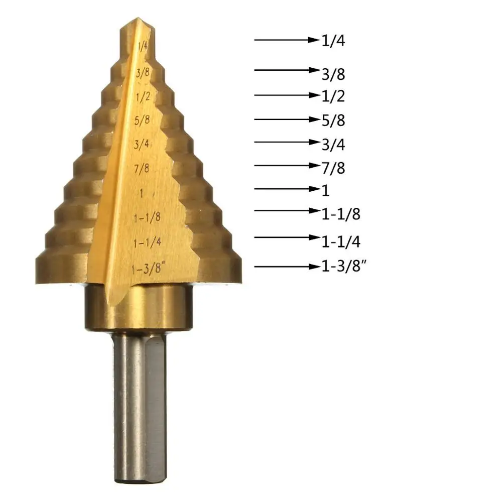 ROLKETU 1/4 'ถึง1-3/8' ไทเทเนียม10ขั้นตอนเจาะBit HSS Cobalt Unibitเครื่องมือสำหรับแผ่นโลหะ