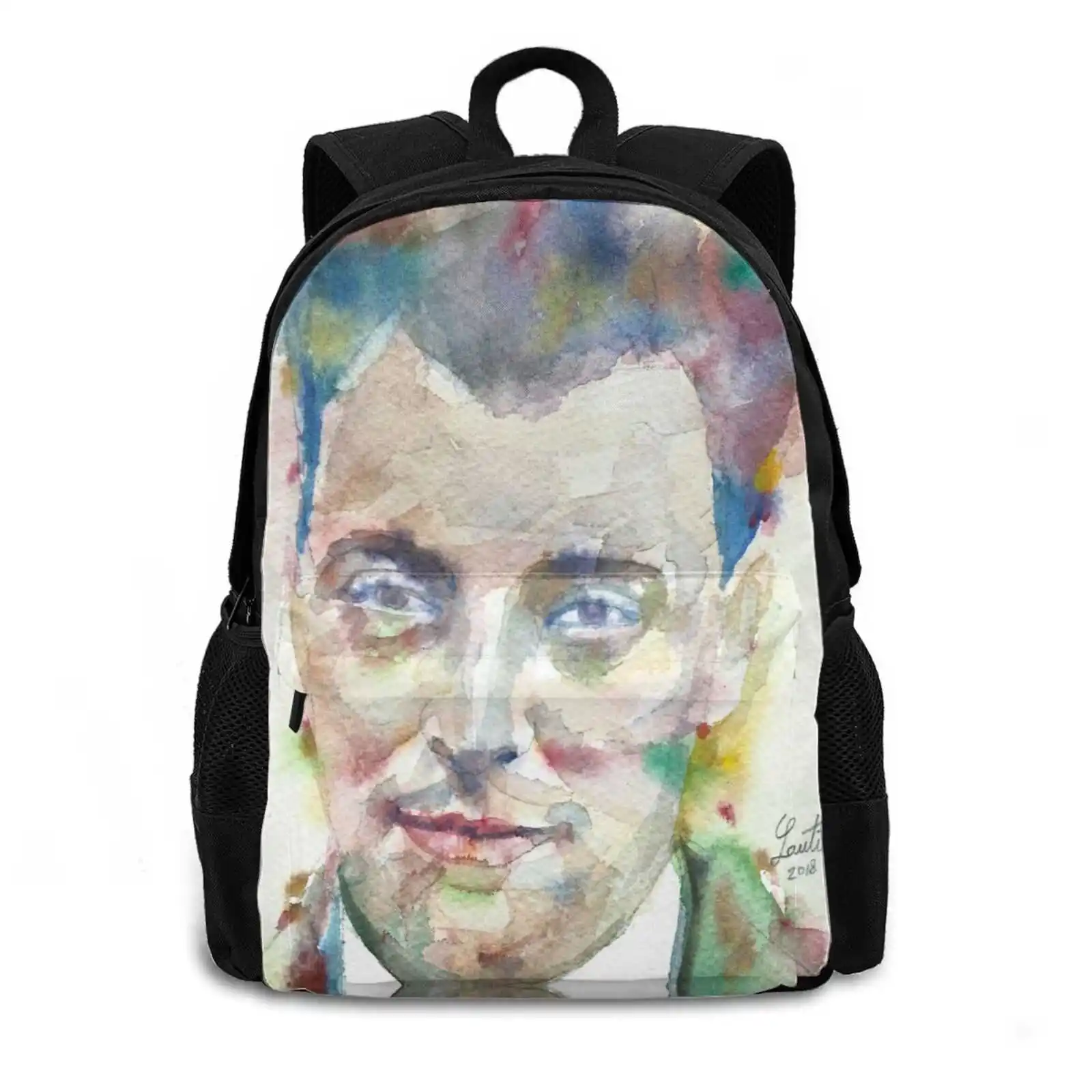 Wolfgang-Watercolor Portrait.1 Large Capacity School Backpack Laptop Bags Wolfgang Scientist Physicist