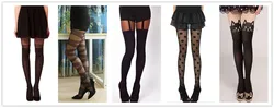 Collants noirs transparents pour femmes, collants tentation, bas de chat, cool, faux sur le genou, 5 styles, chaud