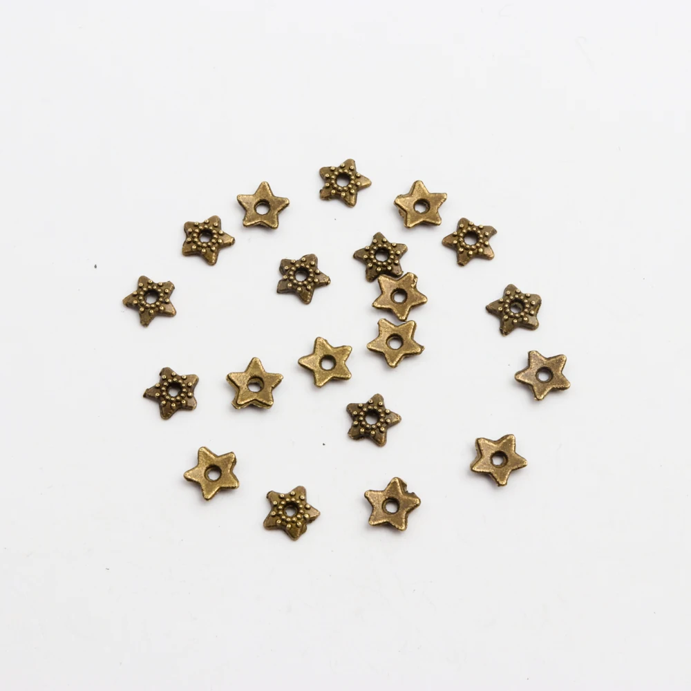 50 stücke Alte Kupfer Splitter Gold Bronze Fünfzackigen Stern Mit Loch Form Metall Spacer Bead Caps Für Halskette armband Schmuck – Detail 9