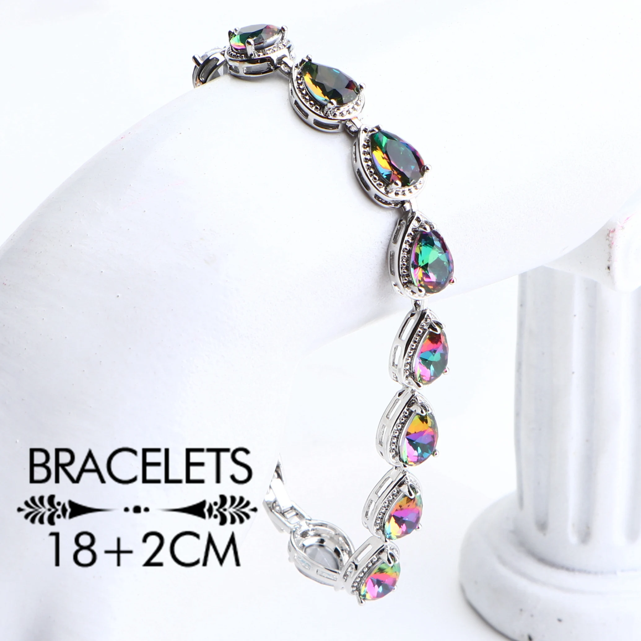 925 Silver Bridal Jewelry Sets For Women Magic Rainbow Wedding Jewelry Necklace Pendant Ring Earrings Bracelets Set Gifts Box