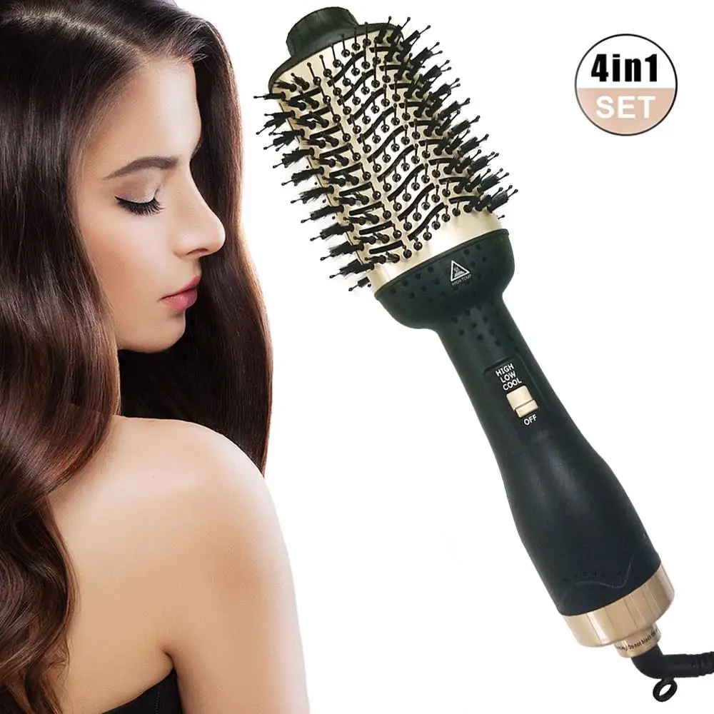 Hair Dryer Brush One-Step Hair Dryer Premium Hot Air Brush With Negative Ion Generator 4 in 1 Hot Air Brush with Fast Drying