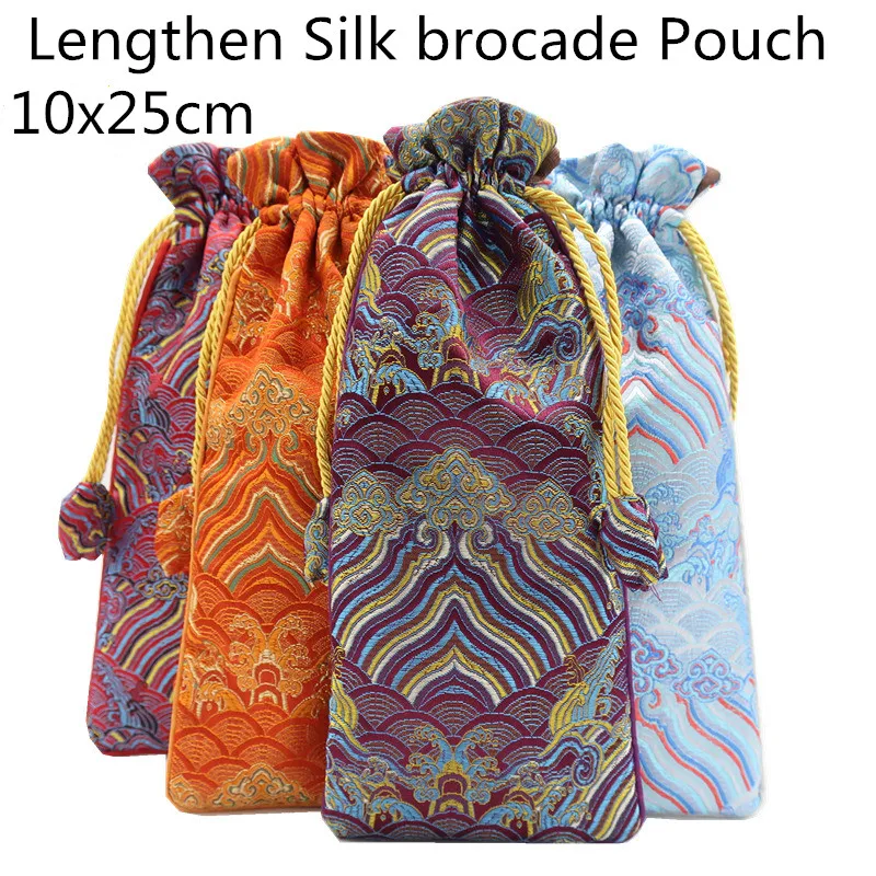 Lengthen Thicken Seawater Gift Bags Chinese Silk Brocade Bag  Drawstring Comb Storage Pouch Jewelry Packaging Bags  1pcs