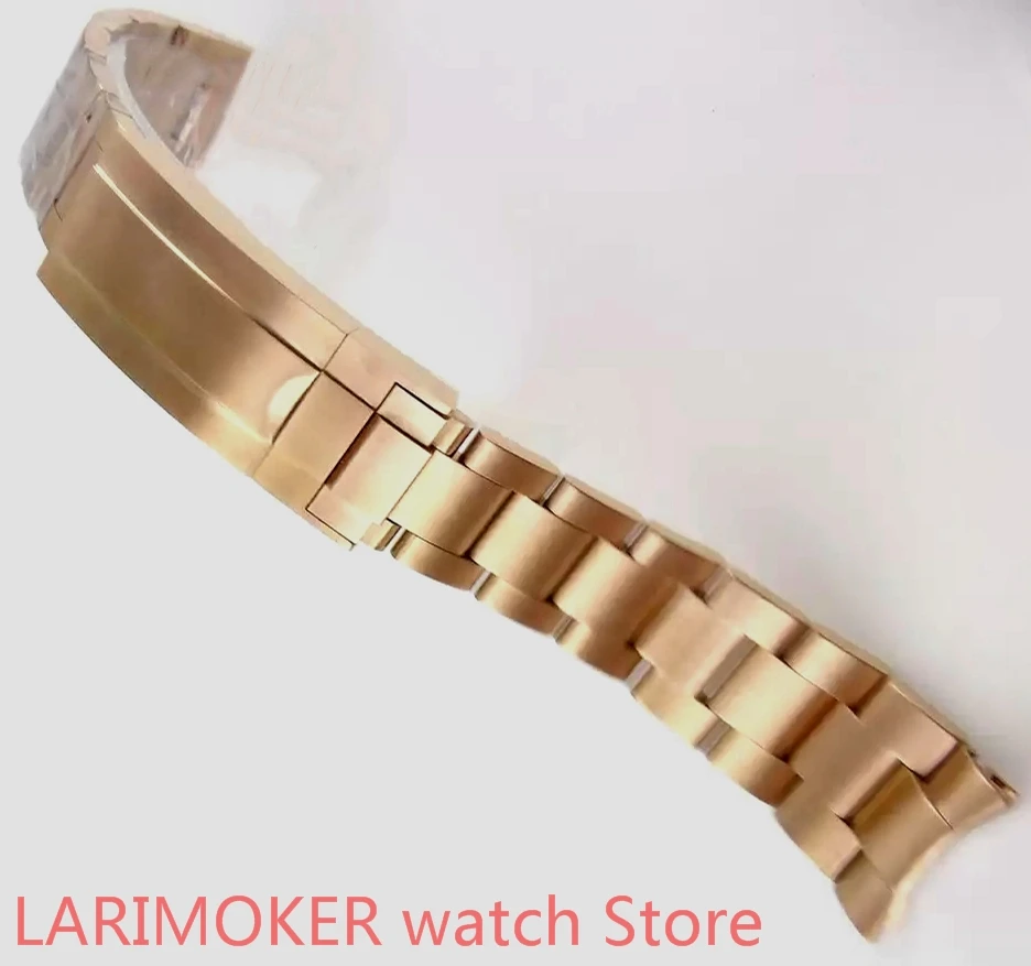 

20mm BLIGER High Quality Stainless Steel Watch Bracelet Band Deployment Clasp Fit 40mm Strap Rose gold