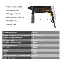 1500W Rotary Hammer with 6 Accessories #6