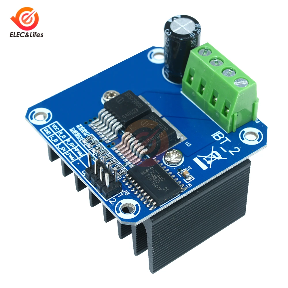 Double BTS7960 B BTS7960B 43A H-Bridge High Power Motor Driver Module Board For Arduino MCU Smart Car Robot Current Diagnostic