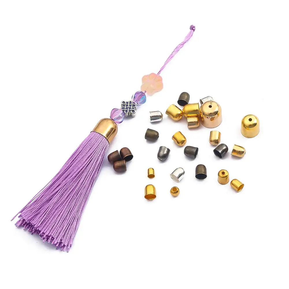 Hot Selling 50-100pcs 8 colors iron Tassel Caps Crimp 3.3-11.5mm End Beads Caps For DIY Jewelry Making Connectors Accessories