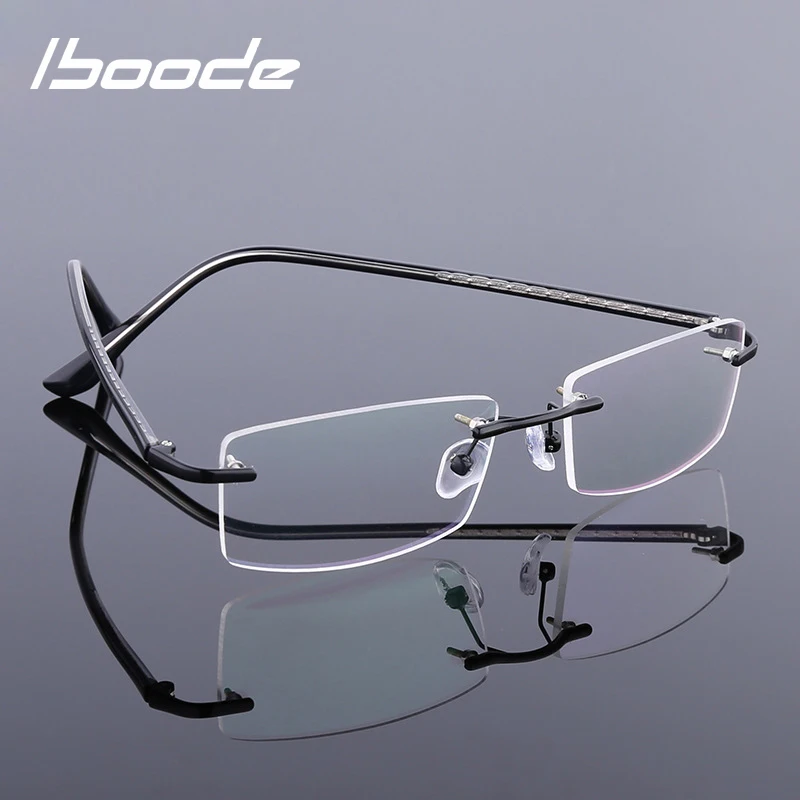 iboode Ultra-light Rimless Glasses Frame glasses Women Vintage Classic Square Frame Titanium Men Optical Myopia Spectacle Frame