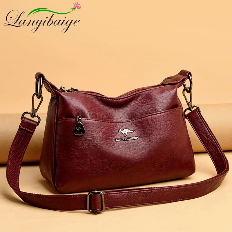 Ladies Multi-pocket Messenger Bag High Quality Soft PU Leather Shoulder Bags Casual Crossbody Bags For Women 2024 New Tote