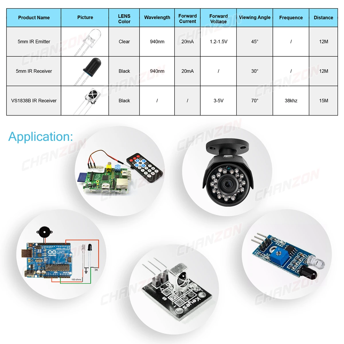 20 Stück 5 mm 940 nm VS1838B IR LED Emitting Diode Kit Sender Empfänger Infrarotlicht Lampe Emitter Fototransistor Sortiment – Detail 4