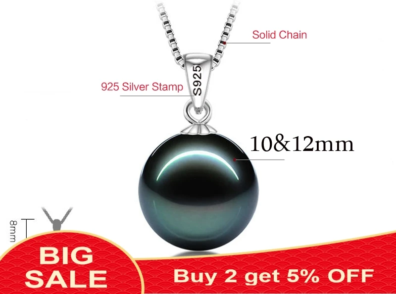Fashion Beautiful Pendant Necklace 925 Solid Silver Natural Pearl Pendant Necklace Wedding Jewelry for Women