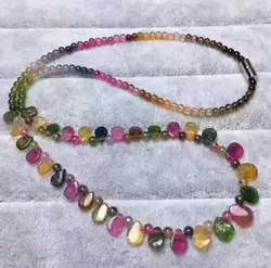Wholesale RongDe Tourmaline Natural Stone Necklace With Raindrop Pendant Princess Necklace For Women Birthday Gift Jewelry