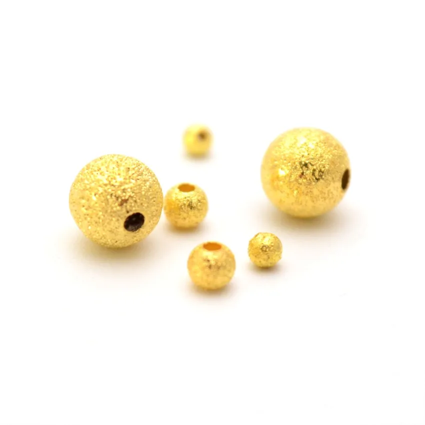Jewelry 3 -12mm Round Shining Copper Spacer Beads Frosted Ball End Beads For Necklace Bracelet Jewelry Making