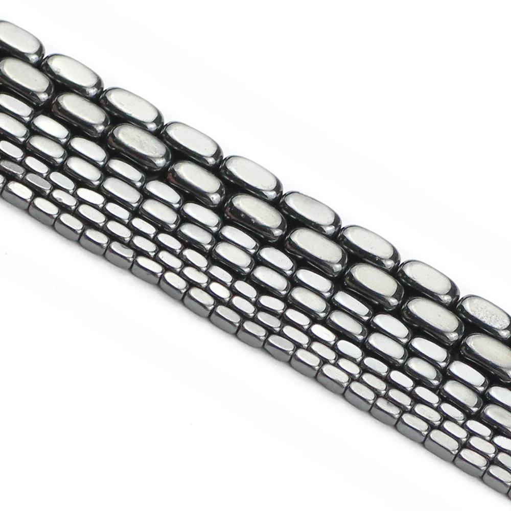 HGKLBB 2~8mm Black Hematite Natural Stone spacer Rectangle Loose beads For Jewelry making bracelets necklace DIY accessories