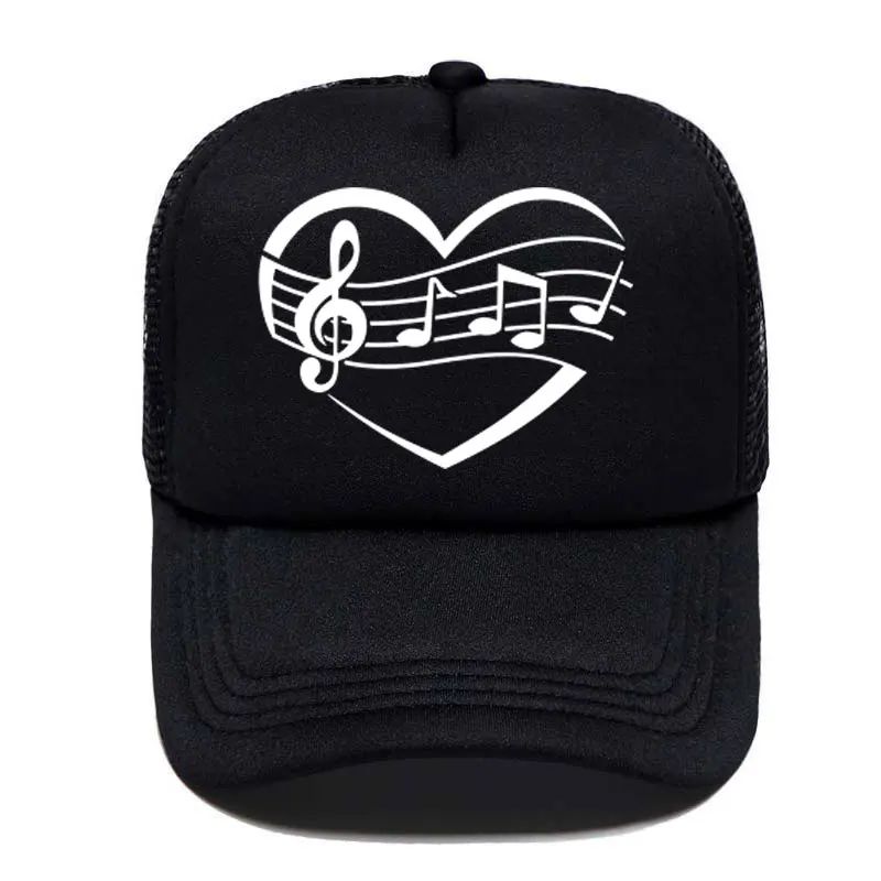 Music Heart Funny Printed Women Men Baseball Cap Summer Outdoor Sun Hat Adjustable Sports caps in Mesh Hat Trucker hat