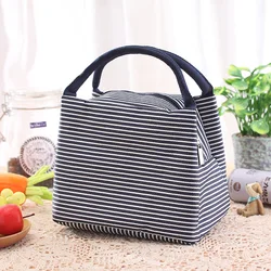 Stripes Lunch Bag for Women Isothermal Bag Packaged Food Thermal Bags Thermo Pouch Kids Lunch Bag Refrigerator Mummy Bag