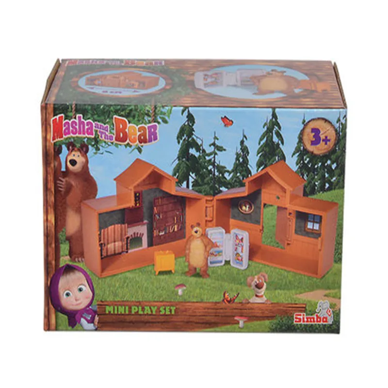 Russian classic animation Martha and bear mini cabin with dolls and children's family toys