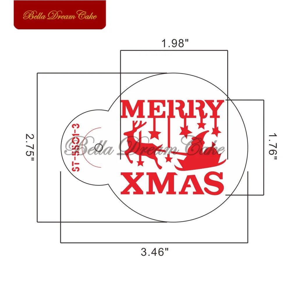 AK 5PCS/Set Christmas Series Cookies Stencils Coffee Template Mold  Macaron Biscuit Cake Stencil Cake Decorating Tools Bakeware