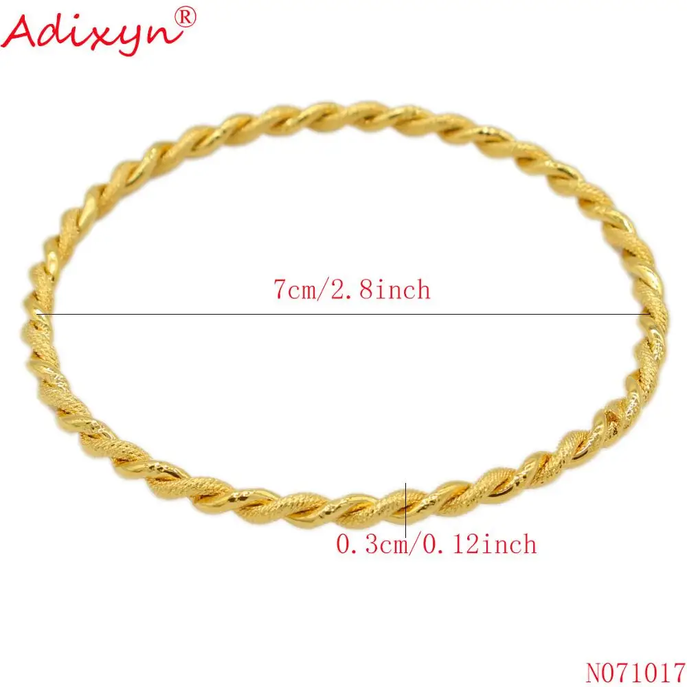 Adixyn 4pcs/lot Twisted Bangle Gold Color Dubai Bangle African Bracelet Arab Middle East Bridal Wedding Jewelry N071017