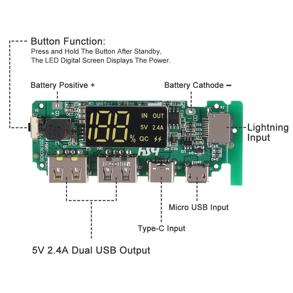 18650 Charging Board Dual USB 5V 2.4A Mobile Power Bank Module 18650 Lithium Battery Charger Board USB Power Bank Board