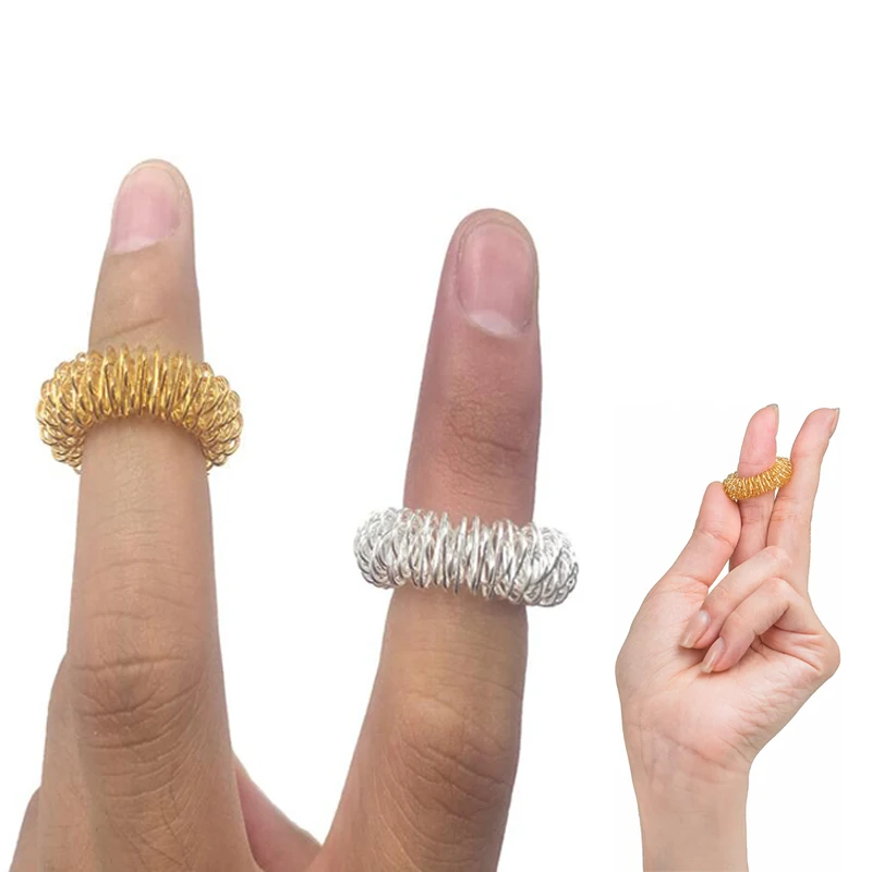 Free Ship 12x24x48x100x Sensory Finger Massage Ring Fidget Acupressure antipress toys for kids & adults gold silver gifts favor