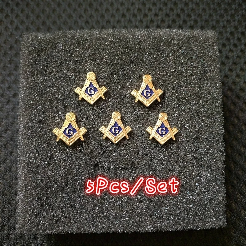 5Pcs/Set Classics Masonic Logo Brooches Pin Metal Lapel Pin Badges Brooch for Men\'s and Women\'s Freemasonry Jewelry