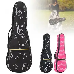 Ukulele Bags 21 Inch Musical Note Ukulele Case Gig Bag 10mm Sponge Soft Case Oxford Cloth Hawaii Guitar Waterproof Backpack