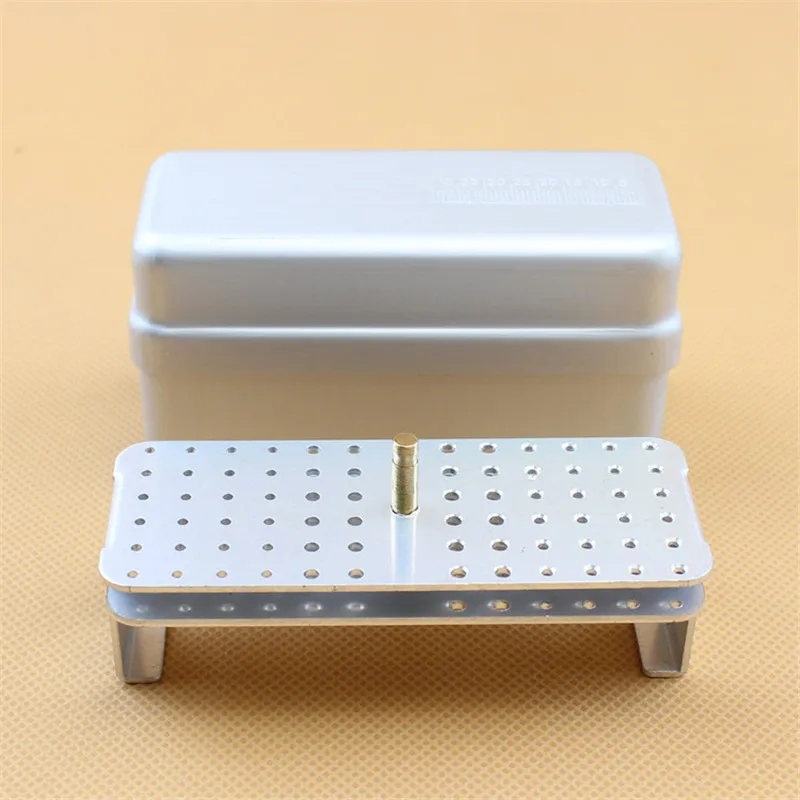 1pcs Aluminum Dental Disinfection Box Autoclave Sterilizer Case Burs Endo Files Holder 72 Holes For Burs Dentist Lab Instrument