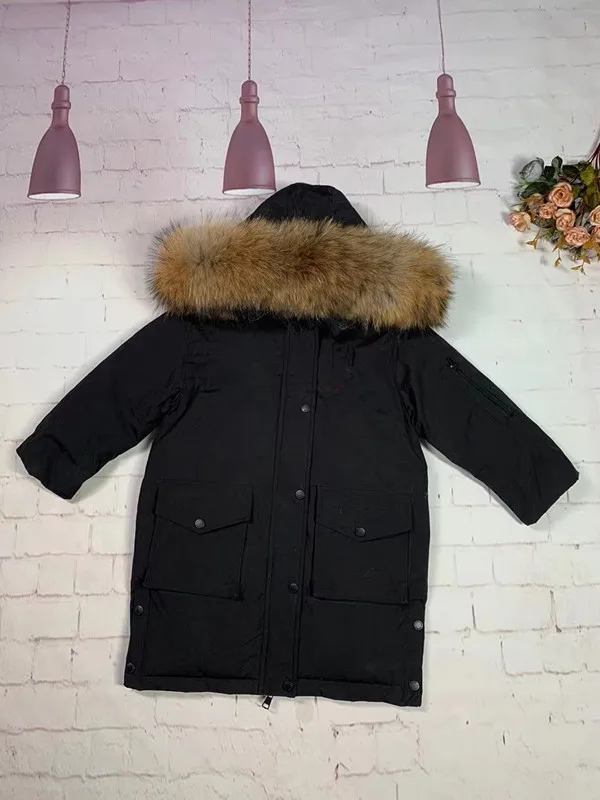 Real fur Hood Brand coat 2021 Winter Jacket Girl White Duck Down jackets Long Parka Child down coats children snow wea         r