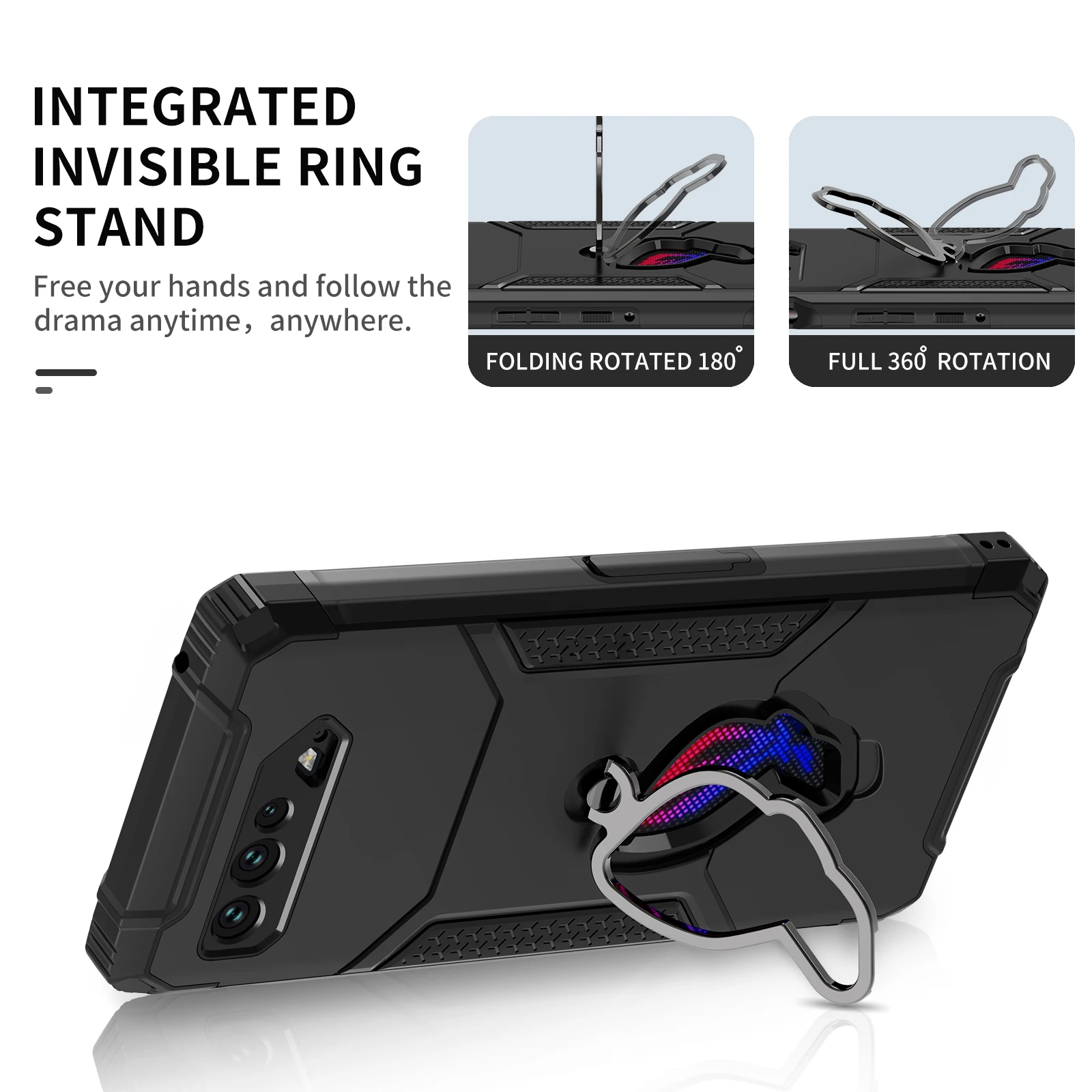 Imagem -04 - Zshow-armor Case para Asus Rog Phone 5s Air Trigger Compatível com Kickstand Dust Plug Proteção contra Queda