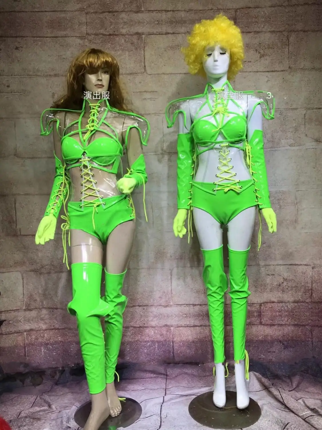 future technology  Fluorescent female warrior costume hat wigs stage space gogo show sexy bar nightclub women