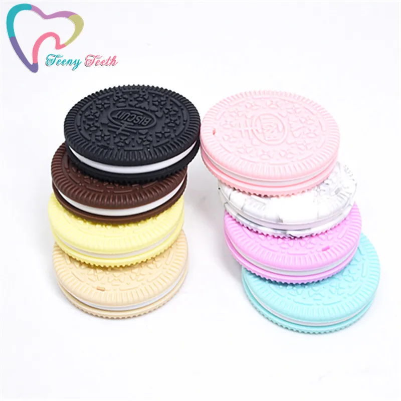 

10 PCS SiliconeOreo CookiesTeenthing Pendant Biscuit Rodents Toy BPA Safety Biters Baby Nursing Pendant Toys For Dummy Chain DIY