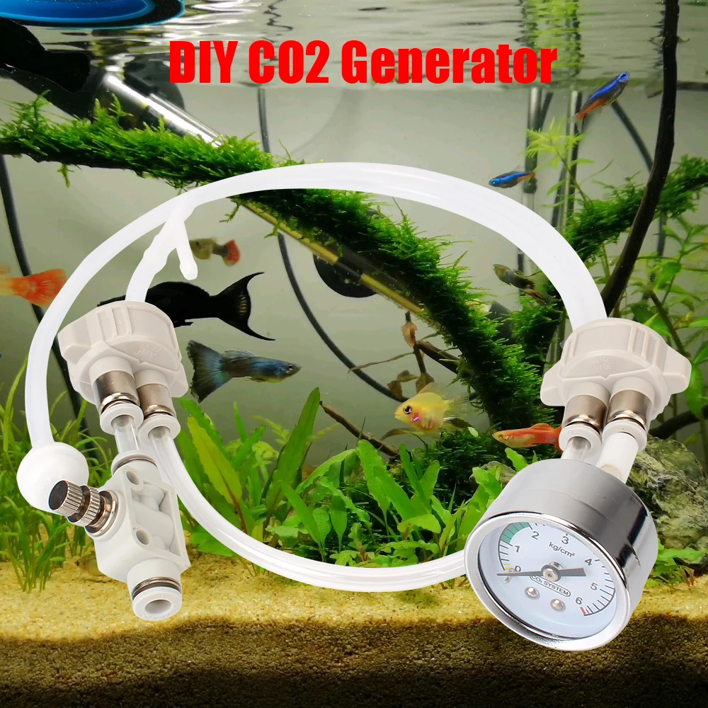 DIY CO2 Valve Diffuser CO2 Generator System Kit For Fish Tank Water Grass With Pressure Air Flow Device Homemade CO2