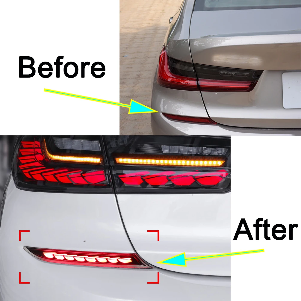 LED Rear Bumper Reflector Tail Lights Dynamic Turn Signal Brake Driving Fog Lamps Accessories Kit For BMW 3 Series G20 G28 2021