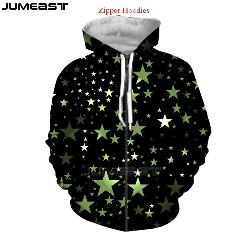 Jumeast – sweat-shirt à capuche pour homme et femme, veste décontractée, à la mode, avec fermeture éclair, motif étoile animale, manteau amusant, Harajuku, printemps