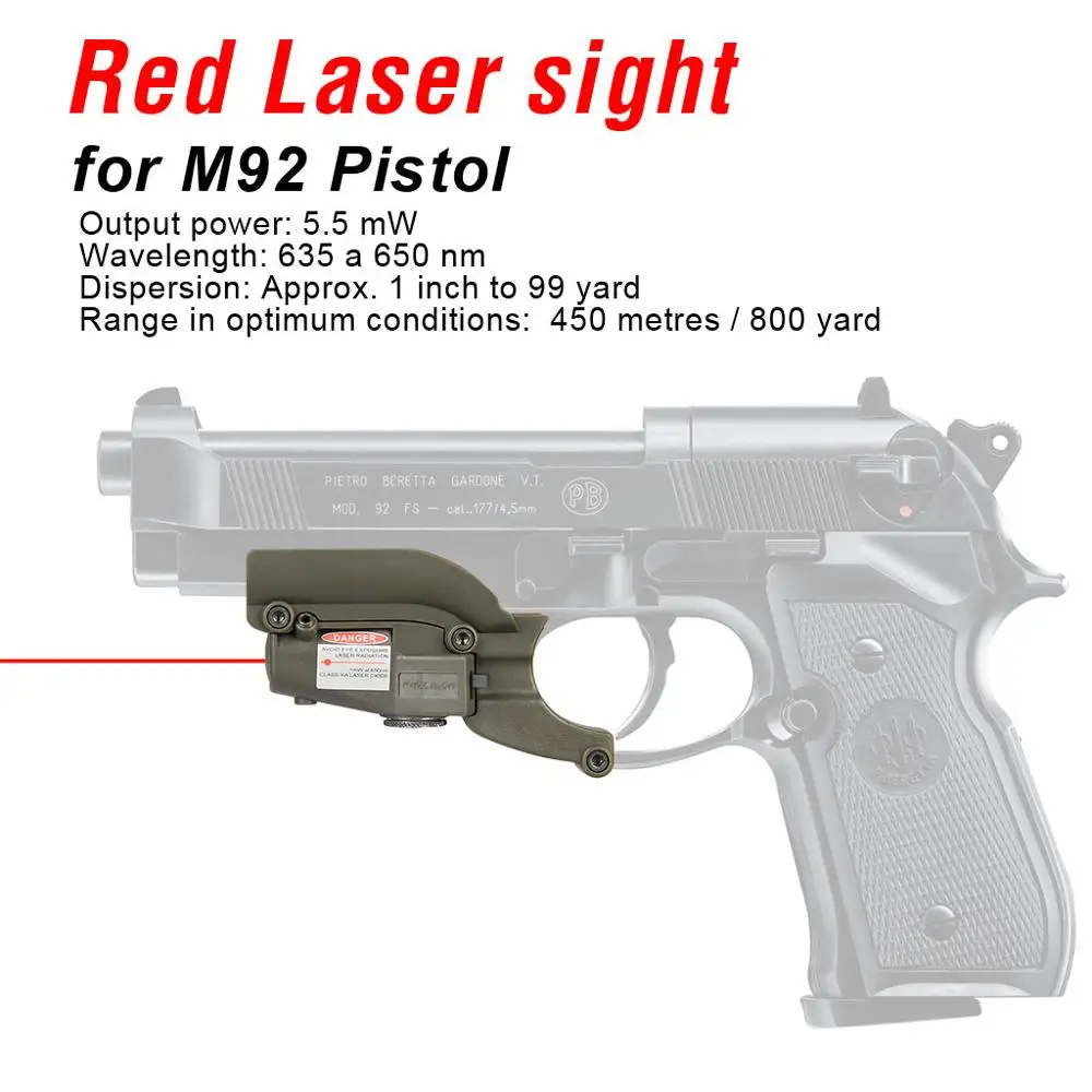 PPT 5mw Red Laser Sight Laser Device Tactical Hunting Laser Pointer For M92 Beretta Model 92 96 M9 HK20-0020bk