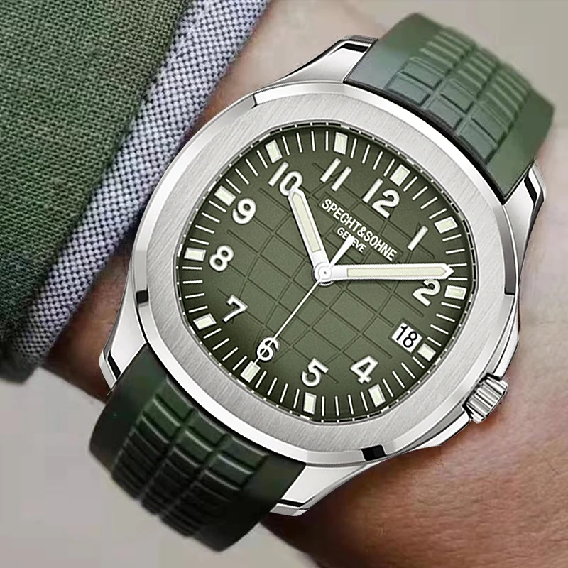 Specht&Sohne Brand Automatic Mechanical Watches Sports Wristwatches Green Sapphire Luminous 50M Waterproof  Relogio Masculino