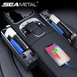 SEAMETAL Car Seat Gap Storage Box with Charge Cable Multifunctional Car Organizer Dual USB Port Phone Charger for iPhone/Android