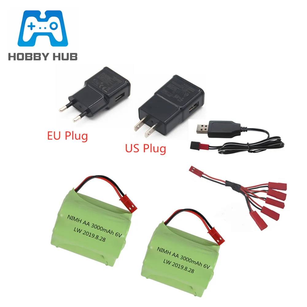 6v 3000mah NiMH Battery + USB Charger For Rc toys Cars Boat Tanks Robots Gun AA 6v 2400mah NiMH Battery Pack JST Plug