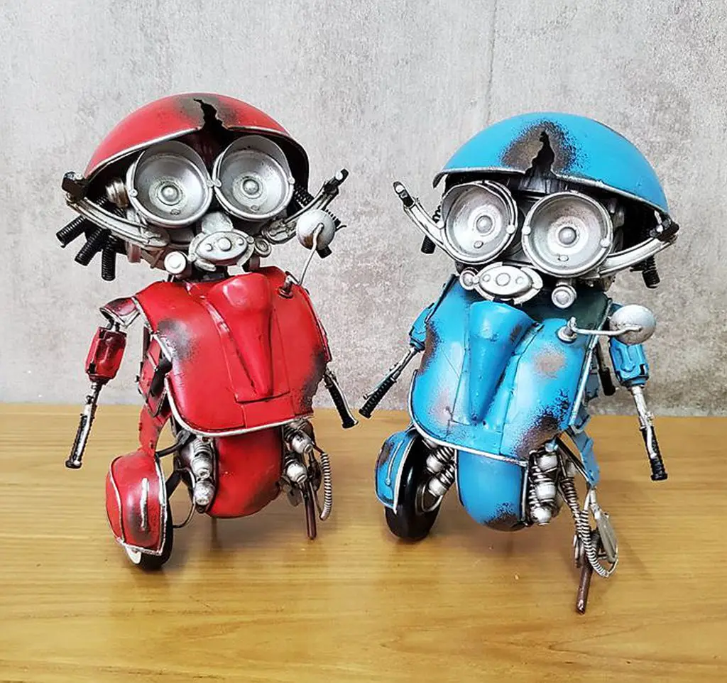 Steampunk Robot-Model-Toys Vintage Ironwork Model Retro Creative Crafts Handicraft Decorations Gifts Figurines Vehicle Ironwork