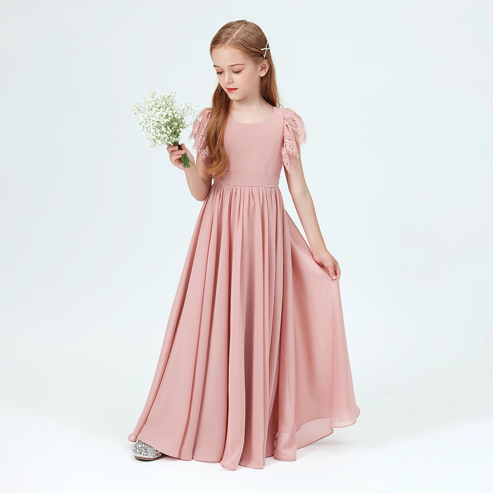 Floor-Length Junior Bridesmaid Dress For Kids Festivity Celebration Wedding Pageant Birthday Evening Party Ceremony Banquet Prom