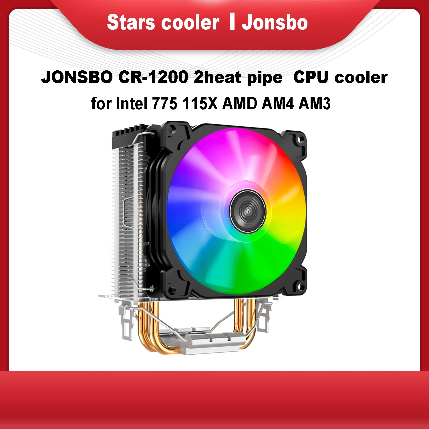 JONSBO CR-1200 2 heat pipe tower for Intel 775 115X AMD AM4 AM3/CPU cooler with 9 cm cooling fan color streamer effect