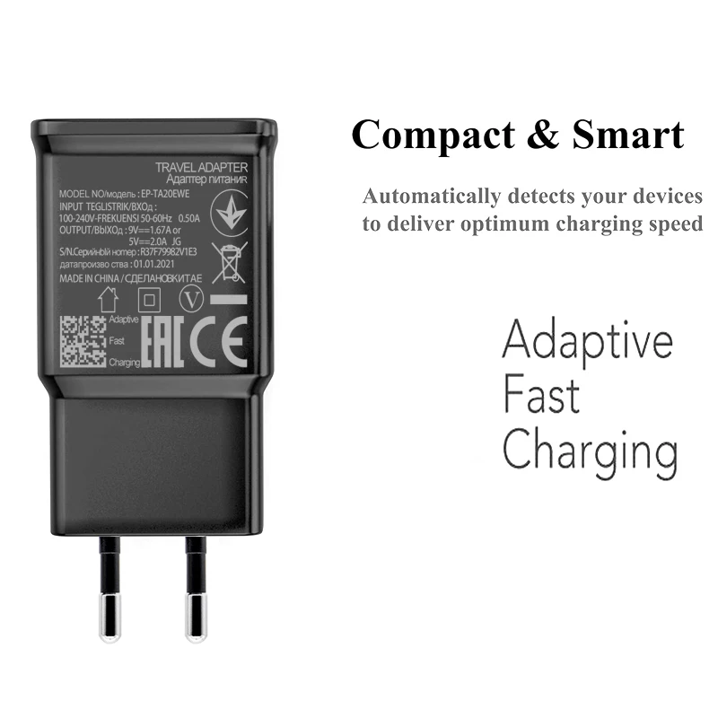 For Samsung Fast Charger Type C Note 20 10 9 8 A50 A70 A51 A71 A52 A72 A12 A32 A42 S21 S20 S10 S9 S8 Travel Adapter USB C Cable