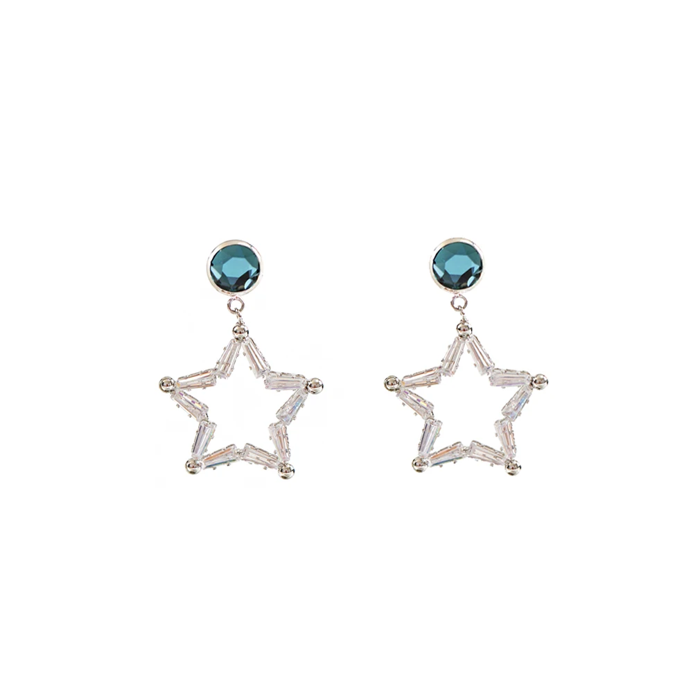 LANFLORA Trendy Stars Zircon Women Stud Earrings For Birthday Gift Copper Alloy Cheap Factory Shop Earrings Wholesale Price